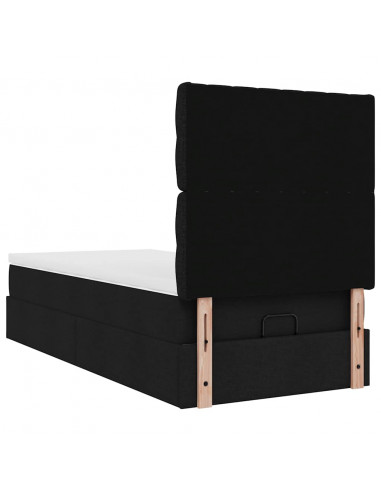 Struttura Letto Pouf con Materasso Nero 100x200 cm in Tessuto