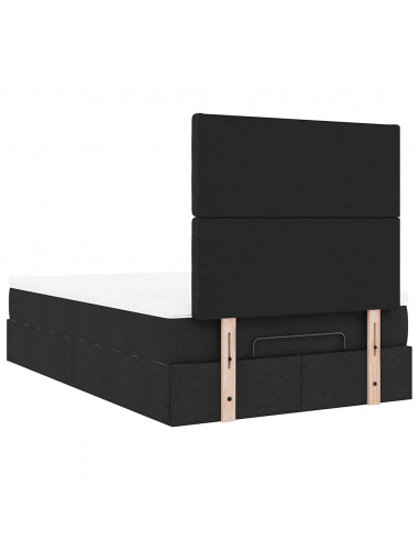 Struttura Letto Pouf con Materasso Nero 120x190 cm in Tessuto