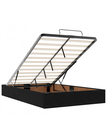 Pouf Letto con Materasso e LED Nero 120x190cm in Velluto