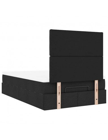 Struttura Letto Pouf con Materasso Nero 120x200 cm in Tessuto