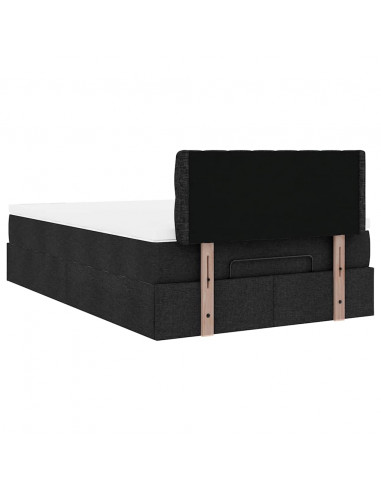 Struttura Letto Pouf con Materasso Nero 120x200 cm in Tessuto