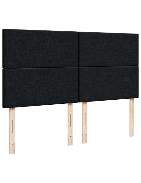 Struttura Letto Pouf con Materasso Nero 160x200 cm in Tessuto