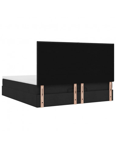 Struttura Letto Pouf con Materasso Nero 160x200 cm in Tessuto