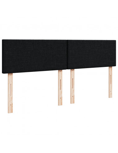 Struttura Letto Pouf con Materasso Nero 160x200 cm in Tessuto