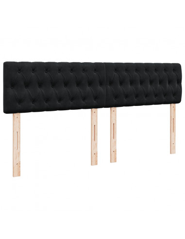 Struttura Letto Pouf con Materasso Nero 180x200 cm in Velluto
