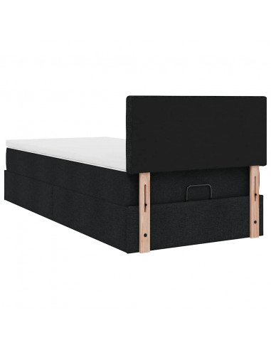 Struttura Letto Pouf con Materasso Nero 90x190 cm in Tessuto