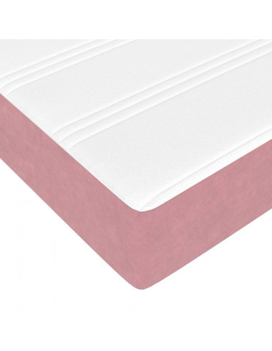 Struttura Letto Pouf con Materasso Rosa 180x200 cm in Velluto