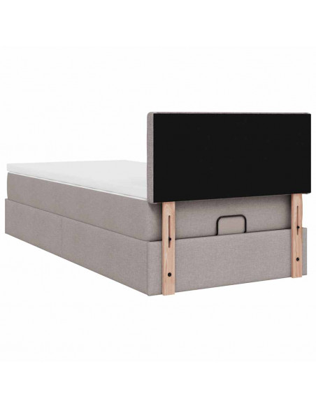 Struttura Letto Pouf con Materasso Tortora 100x200cm in Tessuto