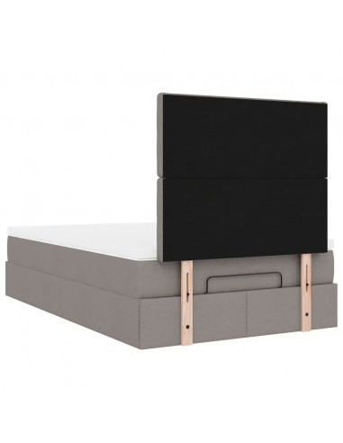 Struttura Letto Pouf con Materasso Tortora 120x190 cm Tessuto