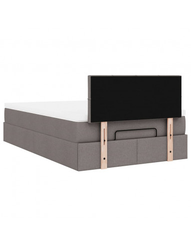 Struttura Letto Pouf con Materasso Tortora 120x190 cm Tessuto