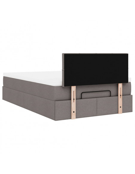 Struttura Letto Pouf con Materasso Tortora 120x190 cm Tessuto