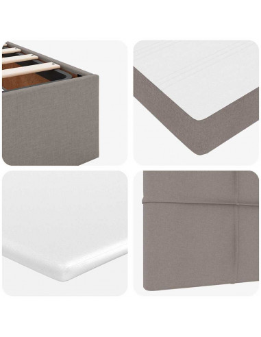 Struttura Letto Pouf con Materasso Tortora 120x190 cm Tessuto