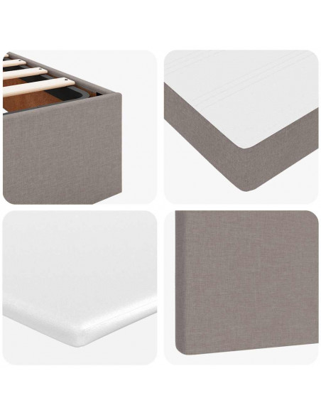 Struttura Letto Pouf con Materasso Tortora 120x200cm in Tessuto