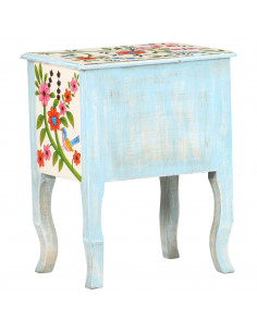 Comodino Dipinto a Mano 40x30x50 cm in Legno Massello di Mango