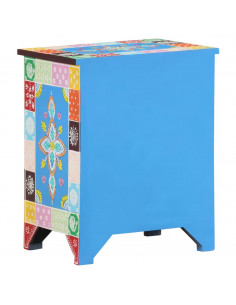 Comodino Dipinto a Mano 40x30x50 cm in Legno Massello di Mango