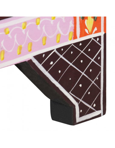 Comodino Dipinto a Mano 40x30x50 cm in Legno Massello di Mango