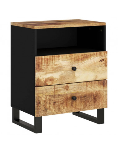 Comodino 50x33x62cm Legno Massello di Mango e Legno Multistrato
