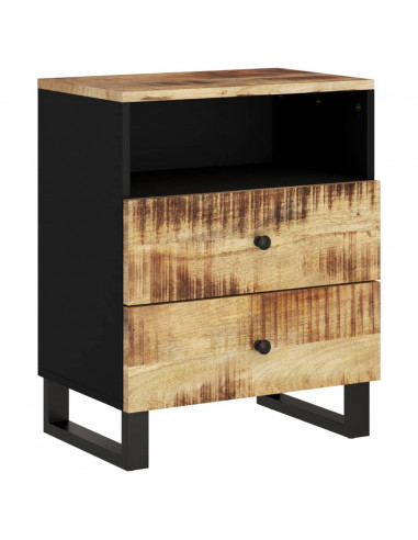 Comodino 50x33x62cm Legno Massello di Mango e Legno Multistrato
