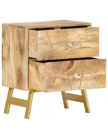 Comodino 40x30x50 cm in Legno Massello di Mango