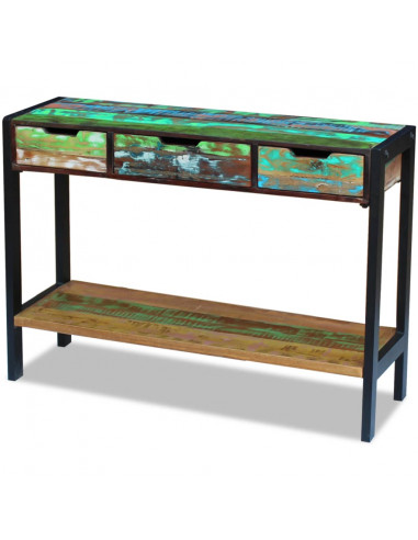 Credenza con 3 Cassetti in Legno Massello Anticato