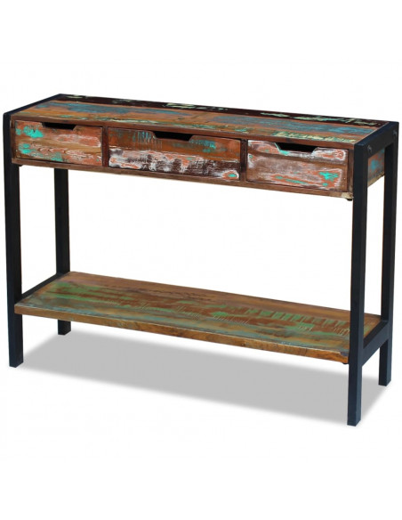 Credenza con 3 Cassetti in Legno Massello Anticato