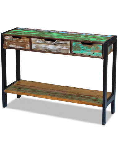 Credenza con 3 Cassetti in Legno Massello Anticato