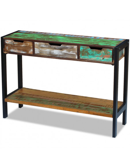 Credenza con 3 Cassetti in Legno Massello Anticato