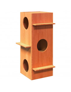 Cuccia per Gatti Marrone Cera 43x43x90cm Legno Massello di Pino