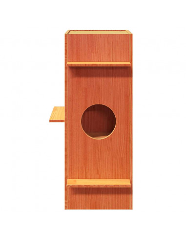 Cuccia per Gatti Marrone Cera 43x43x90cm Legno Massello di Pino