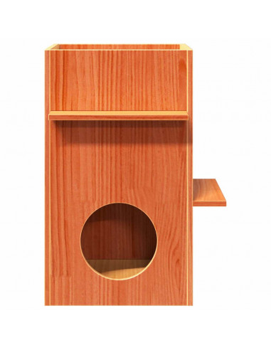 Cuccia per Gatti Marrone Cera 43x43x60cm Legno Massello di Pino