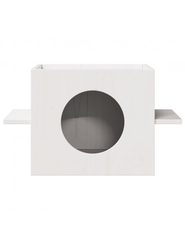 Cuccia per Gatti Bianca 51x35x30 cm in Legno Massello di Pino