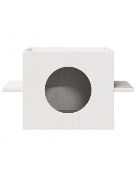 Cuccia per Gatti Bianca 51x35x30 cm in Legno Massello di Pino