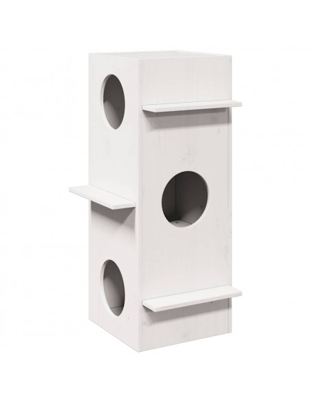 Cuccia per Gatti Bianca 43x43x90 cm in Legno Massello di Pino