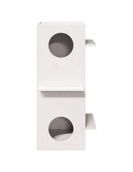 Cuccia per Gatti Bianca 43x43x90 cm in Legno Massello di Pino