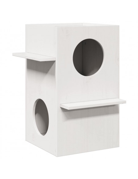 Cuccia per Gatti Bianca 43x43x60 cm in Legno Massello di Pino