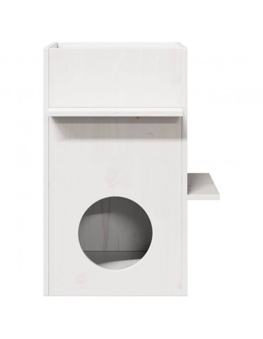 Cuccia per Gatti Bianca 43x43x60 cm in Legno Massello di Pino
