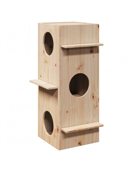 Cuccia per Gatti 43x43x90 cm in Legno Massello di Pino