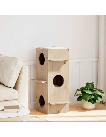 Cuccia per Gatti 43x43x90 cm in Legno Massello di Pino