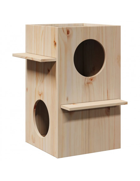Cuccia per Gatti 43x43x60 cm in Legno Massello di Pino