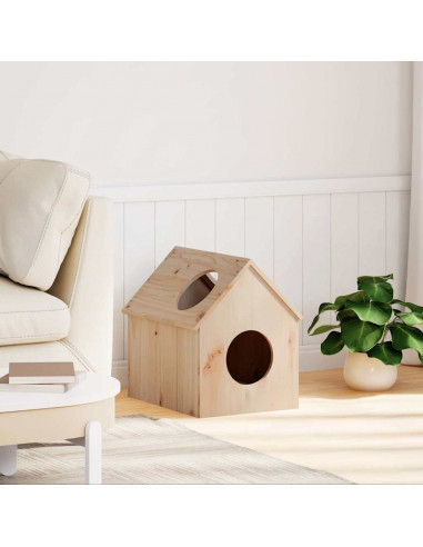 Cuccia per Gatti 41x50x50 cm in Legno Massello di Pino