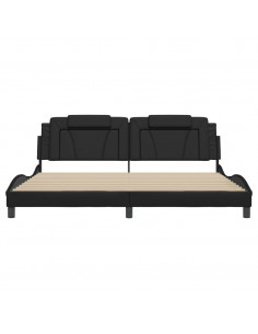 Giroletto con Luci LED Nero 200x200 cm in Similpelle