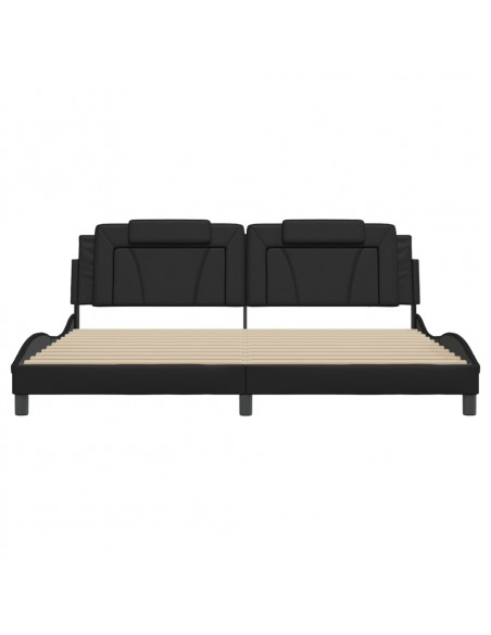 Giroletto con Luci LED Nero 200x200 cm in Similpelle