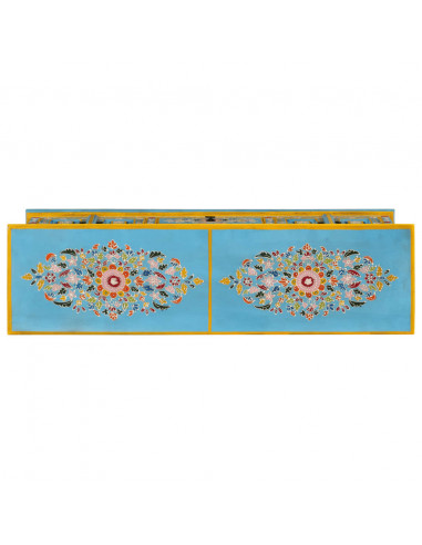 Mobile Porta TV Blu 110x30x40 cm in Legno Massello di Mango