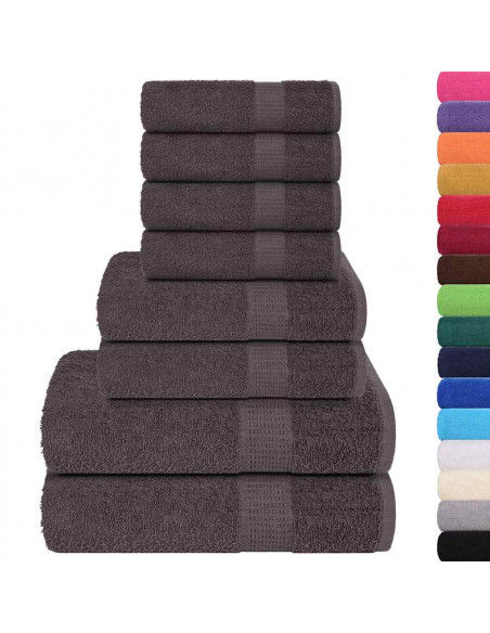 Set Asciugamani 8 pz Antracite 360 gsm 100% Cotone