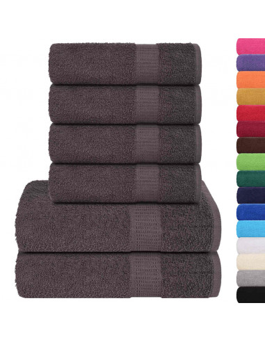 Set Asciugamani 6 pz Antracite 360 gsm 100% Cotone