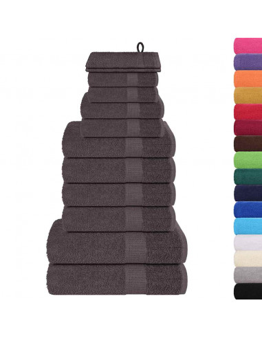 Set Asciugamani 12 pz Antracite 360 gsm 100% Cotone