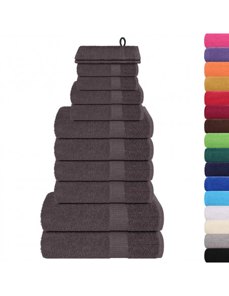 Set Asciugamani 12 pz Antracite 360 gsm 100% Cotone