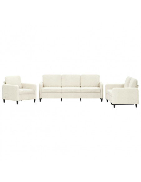 Set di Divani 3 pz Crema in Velluto