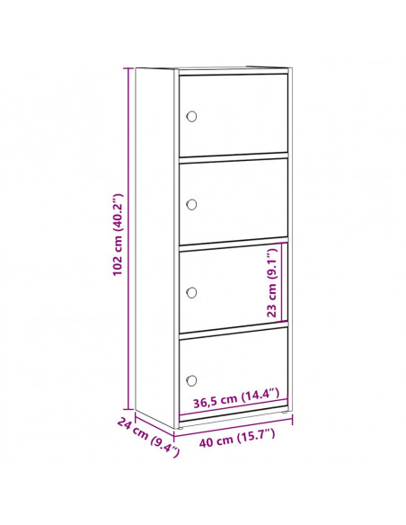 Libreria Grigio Sonoma 40x24x102 cm in Legno Multistrato