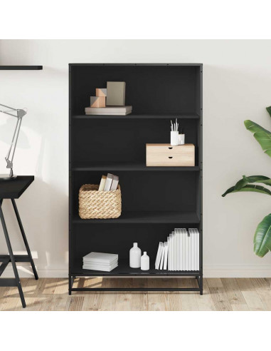 Libreria Nera 80,5x35x139 cm in Truciolato